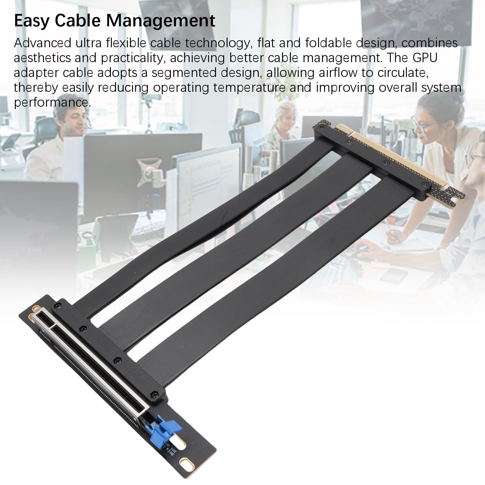 PCIE 5.0 Riser Cable GPU Przedłużenie, szybkość Transferu 128 GB/s, dla RTX4090 RX7900XTX, 200 Mm, Kompatybilny z PCIE 4.0 WRX80SE (40cm)