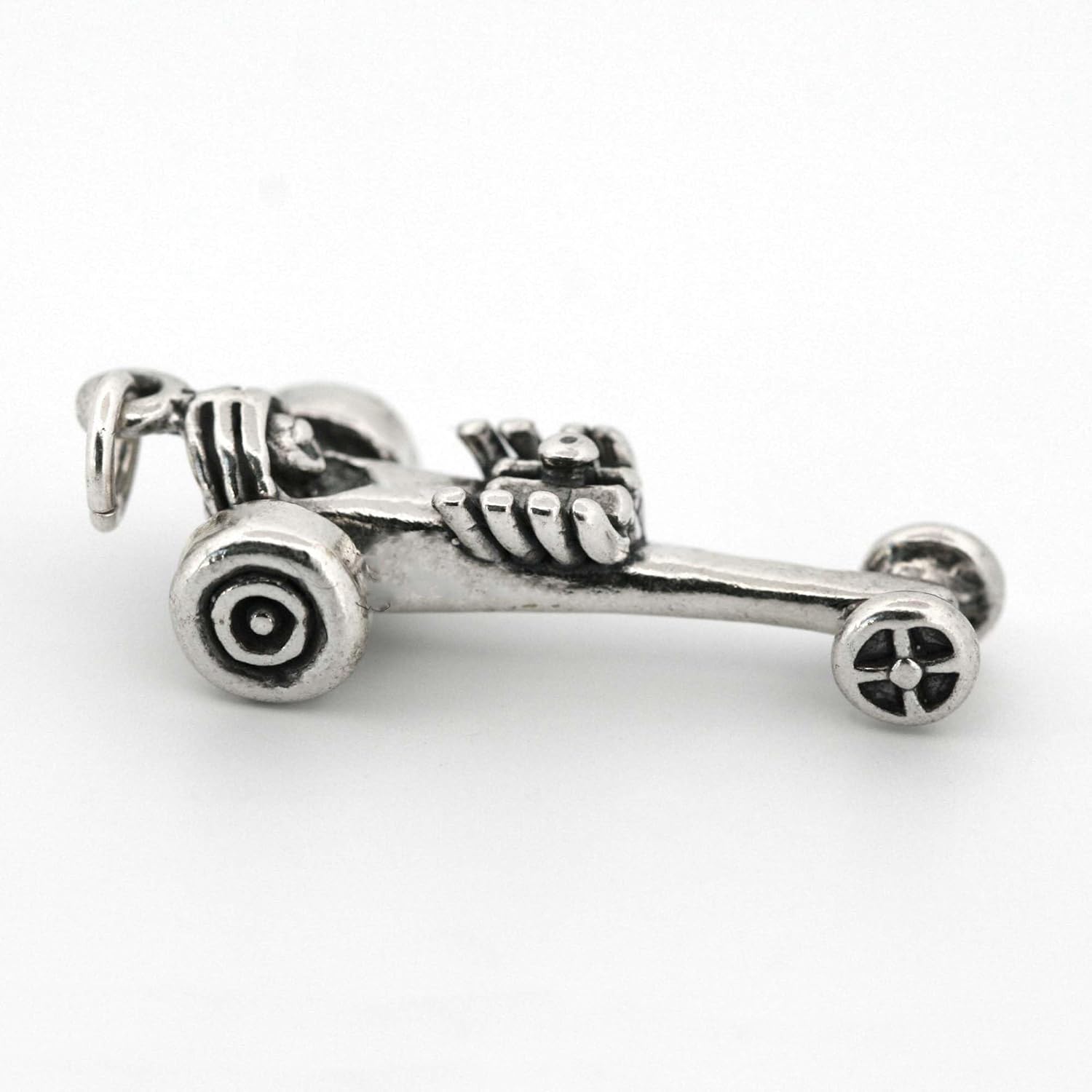 Drag Racing Race Car Dragster 3D 925 Solid Sterling Silver Charm Pendant Bracelet Jewelry Making Supply