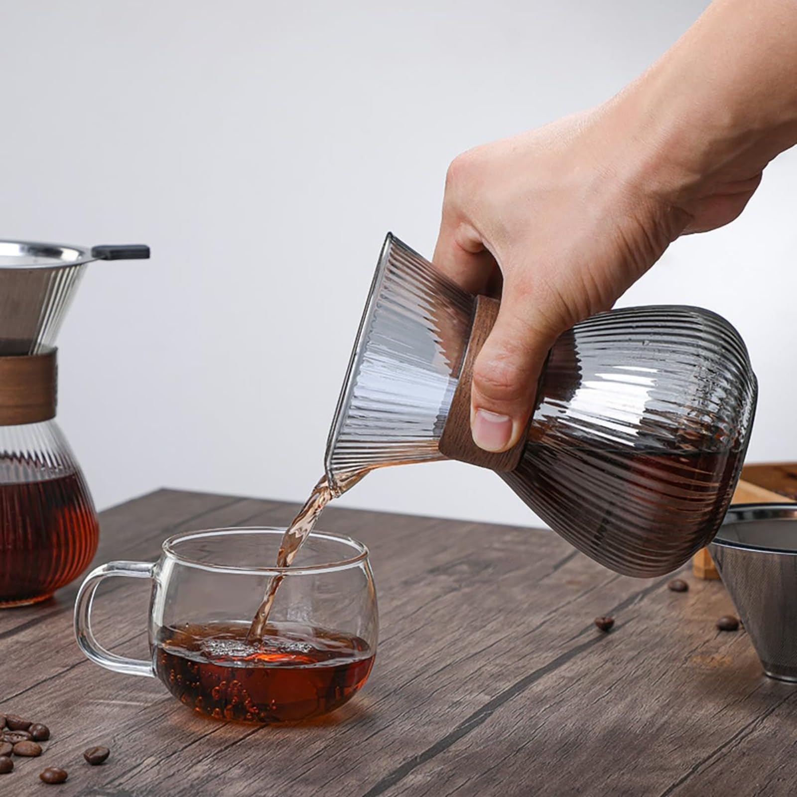 Amazon.co.jp: コーヒーサーバー 400ml 耐熱ガラス ステンレス