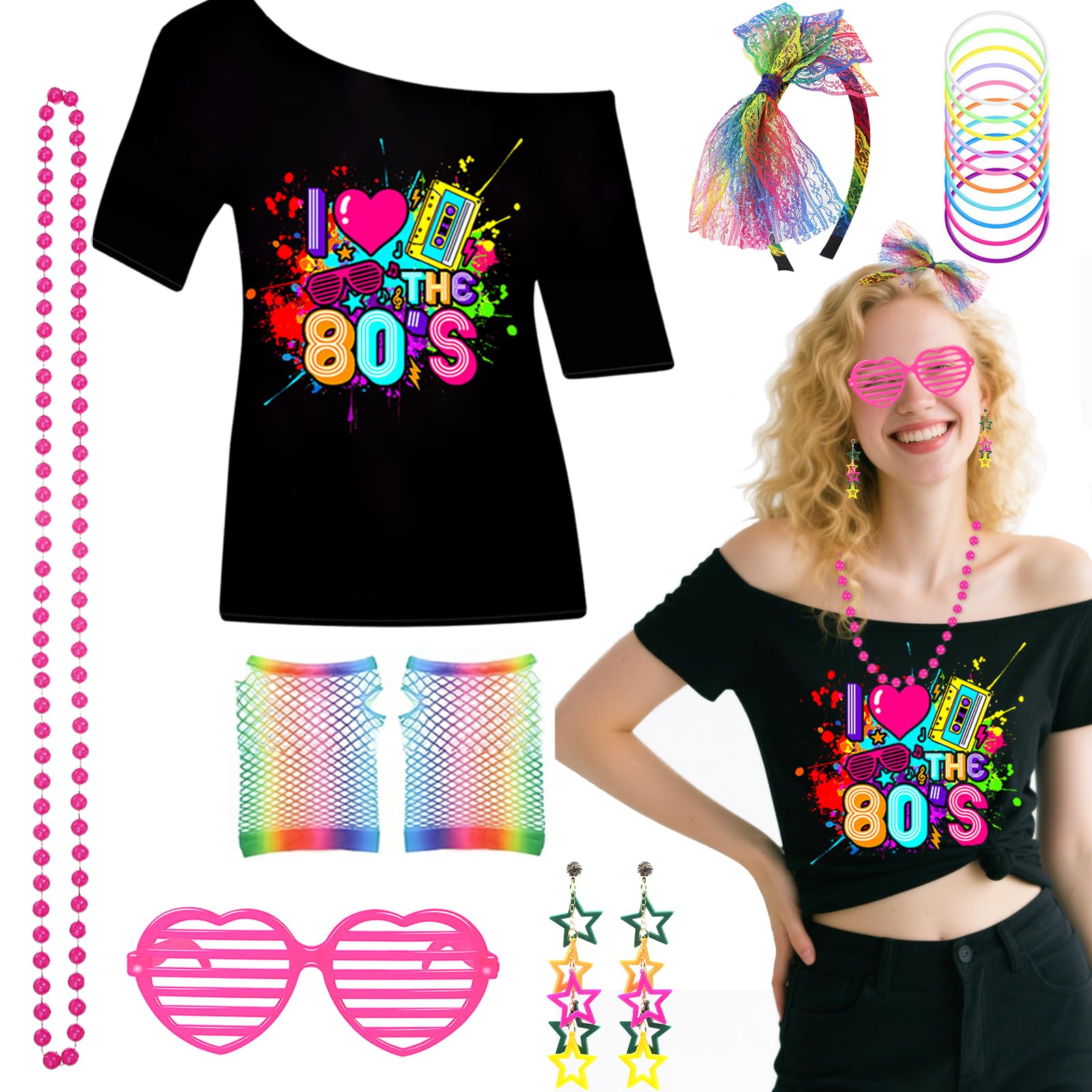 7Pcs 80s Costume Accessories Set