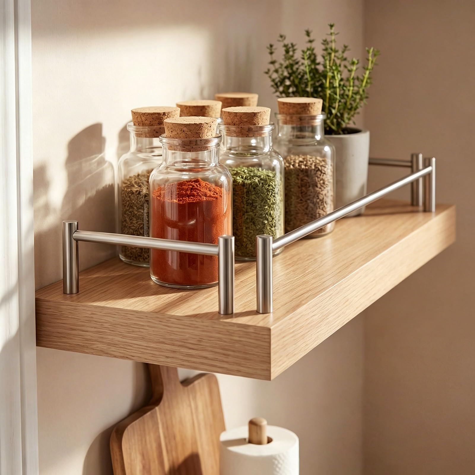 MRVAKDYDI Long Floating Shelf Railing Rod, Straight Metal Shelf Guard Rail with 2 Posts and Screws, 6 mm Diameter, Multiple Sizes(188cm (74"))