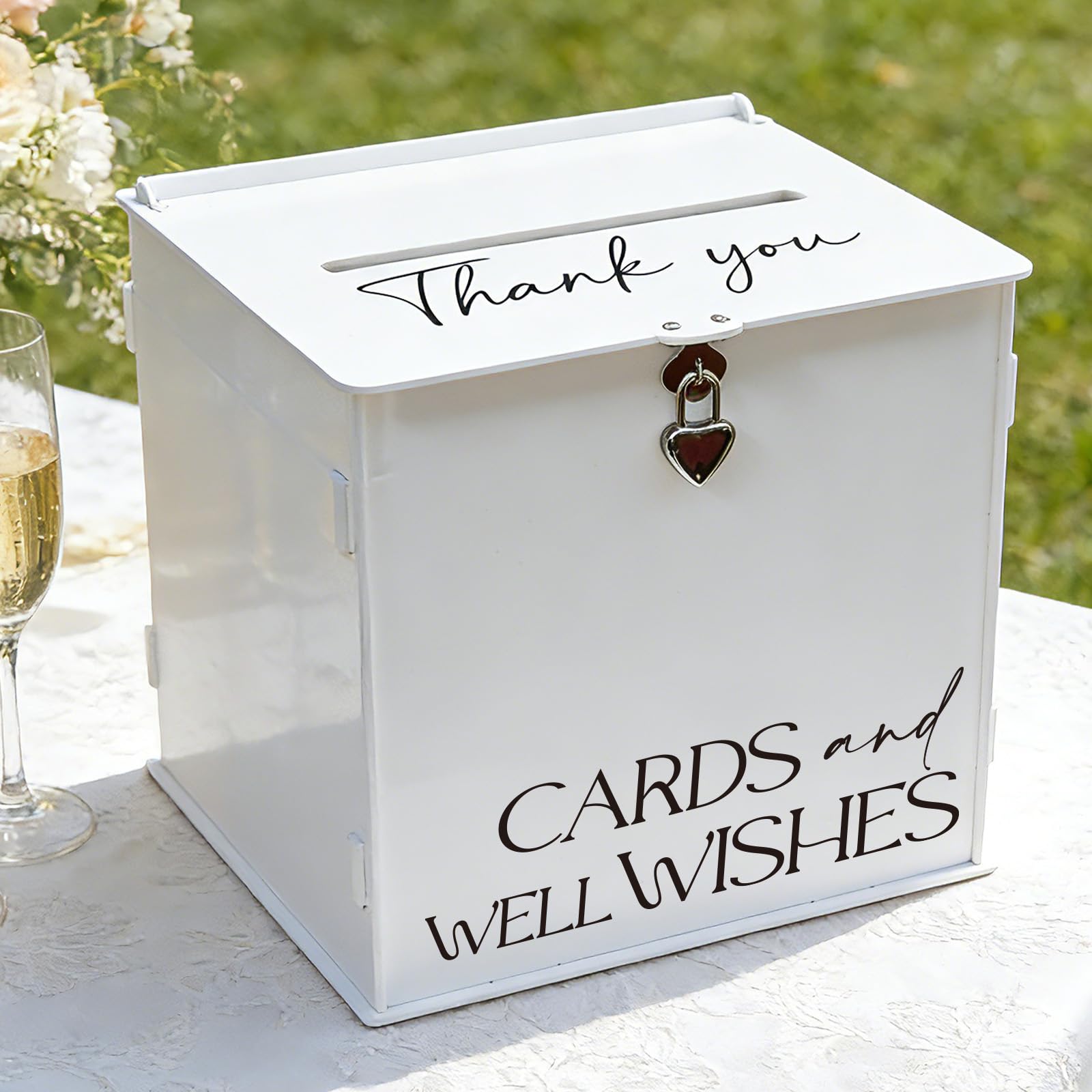 Białe akrylowe pudełko na karty z zamkiem i przegródką, eleganckie pudełka na karty ślubne na przyjęcie, ślub, urodziny, baby shower, stylowa dekoracja stołu