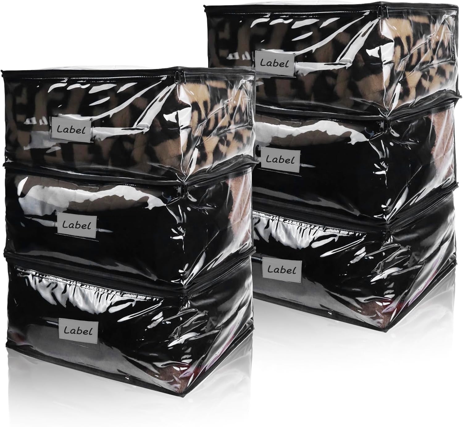 Clear Zippered Storage Bags Plastic Sweater Storage Bags with Zipper 6 Packs Clothing Organizer for Blankets Linen Sweater Bed Sheet Quilt Clothes Pillow (12 x 12 x 4 Inch)