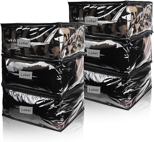 Miniatura 10 de Bolsas de almacenamiento transparentes con cremallera, bolsas de almacenamiento de plástico para suéteres con cremallera, 6 paquetes de