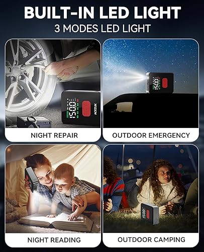 Miniatura 7 de Arrancador de salto con compresor de aire, 8000A 150PSI arrancador de coche portátil, paquete de arranque de 12 V (todo a gas12L diesel), arrancador