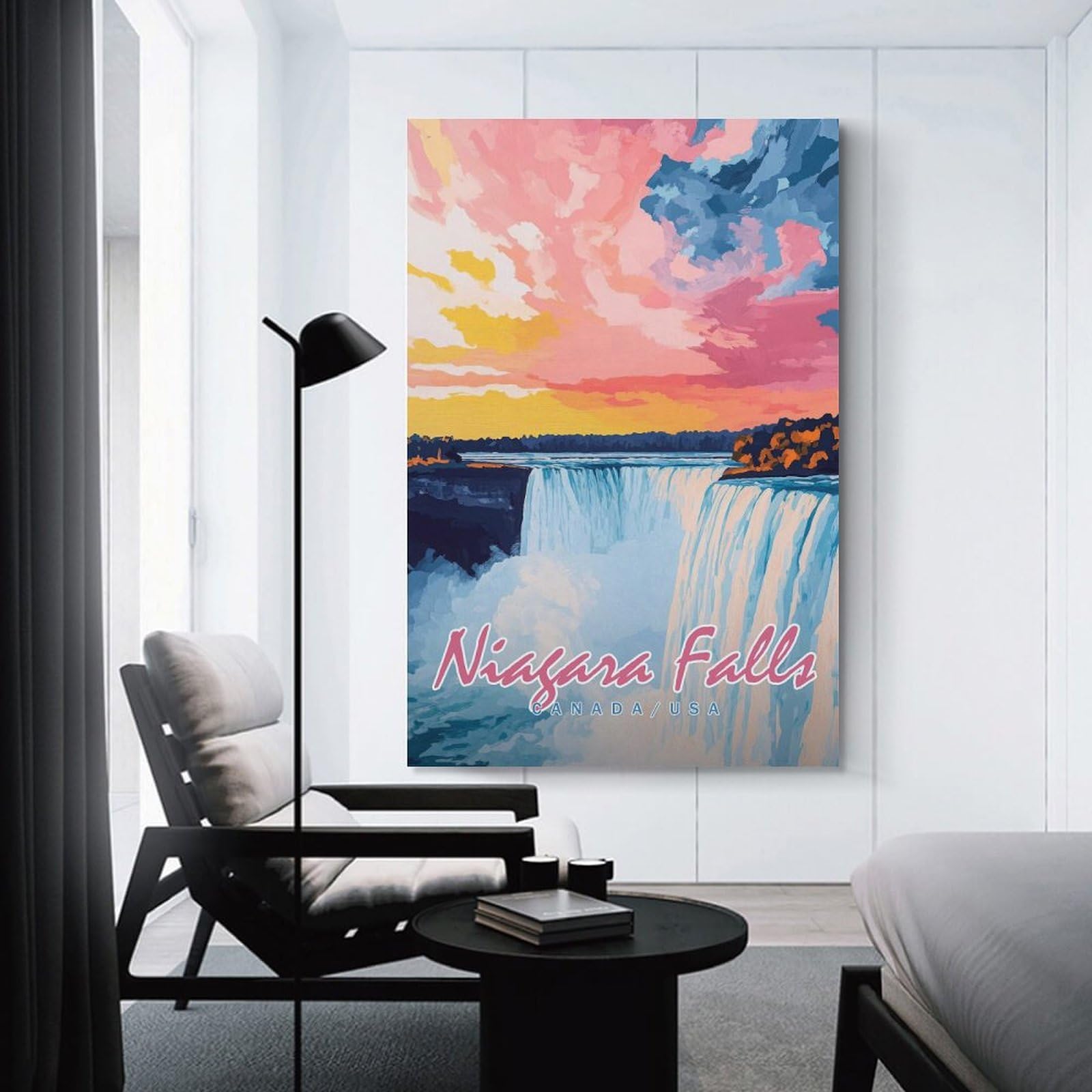 Junmoney Niagara Falls Sunset(2) Hanging Wall Art, 08x12inch(20x30cm), for New Homes, Bedrooms Or Workspaces, Thoughtful Wall Decor for Art Lovers