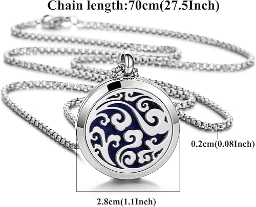 Miniatura 4 de Aromaterapia Difusor de Aceite Esencial Collar Árbol de la Vida Diseño Nube Acero Inoxidable Locket Colgante Regalo de Navidad Cumpleaños para