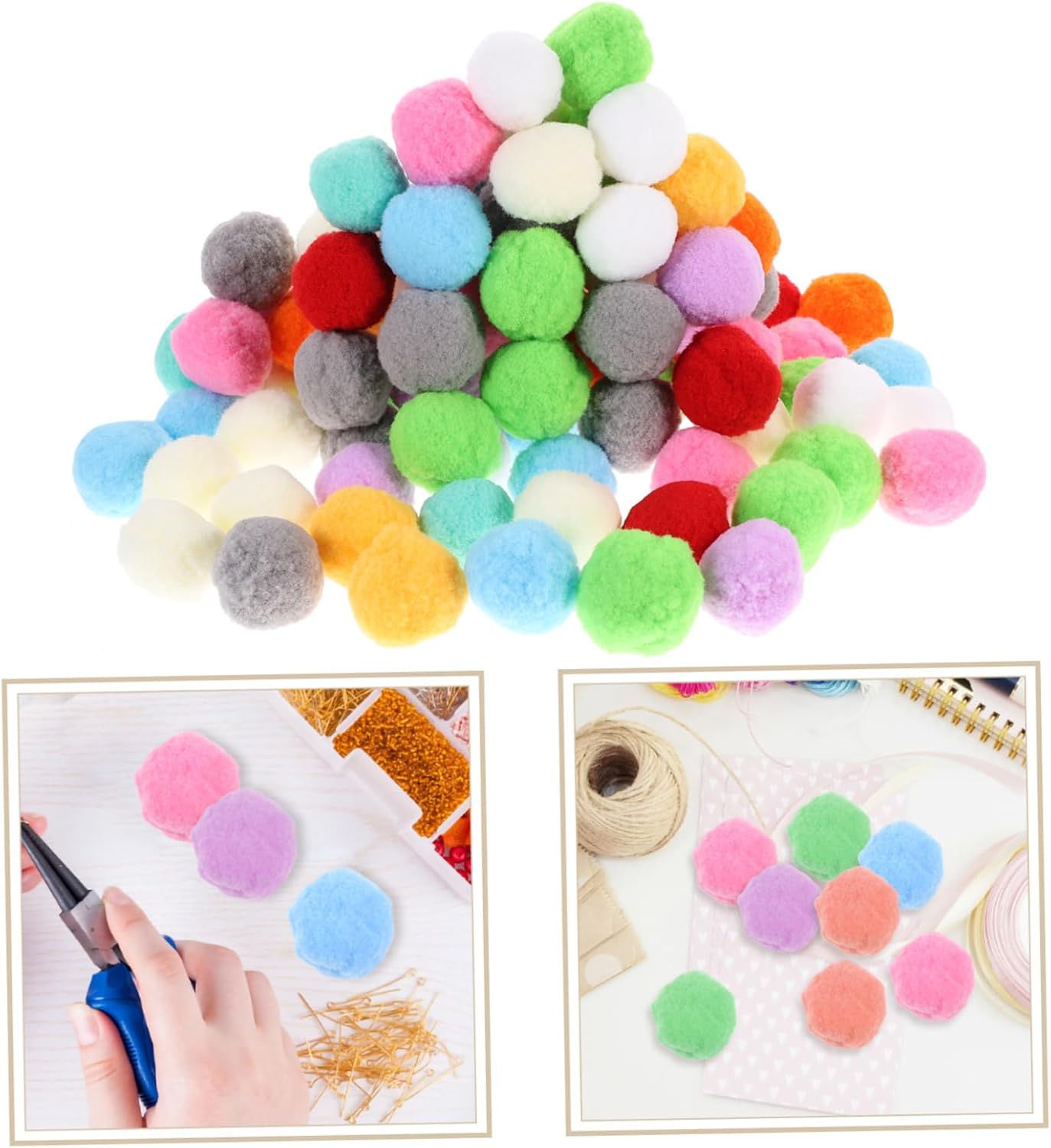 Hohopeti 100pcs DIY Crafting Pom Poms Yarn for Arts and Crafts Clothing Decor Prop