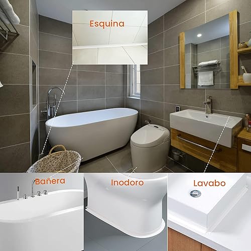 Miniatura 6 de TOUSEA Cinta de Calafateo Selladora Impermeable, Tira Selladora Autoadhesiva para Baño, Inodoro, Encimera de Cocina, Inodoro, Blanco