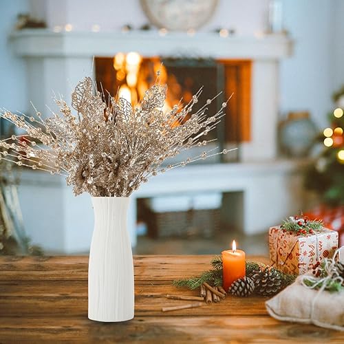 Miniatura 4 de ROSELEAF Paquete de 28 adornos negros para árbol de Navidad, bayas artificiales con purpurina y flores, ramas de tallo para Halloween, decoración de