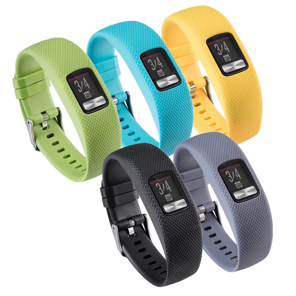 Yoobuu Watch Strap Compatible with Garmin vivofit 4, Sport Silicone Wistband Replacement Band for Garmin vivofit 4 Fitness tracker (#2, L)