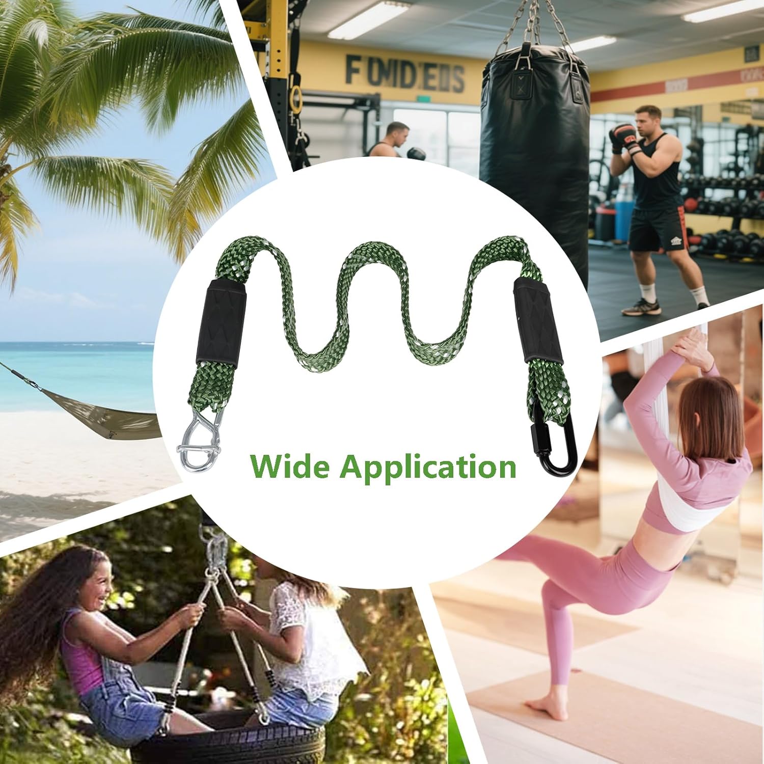 2-Pack 3.33ft Tree Swing Hanging Straps, 800 LB Capacity Adjustable Nylon Heavy Duty Swing Ropes with Safer Lock Snap Carabiner for Hammock, Swing, Outdoor Camping and Aerial Yoga