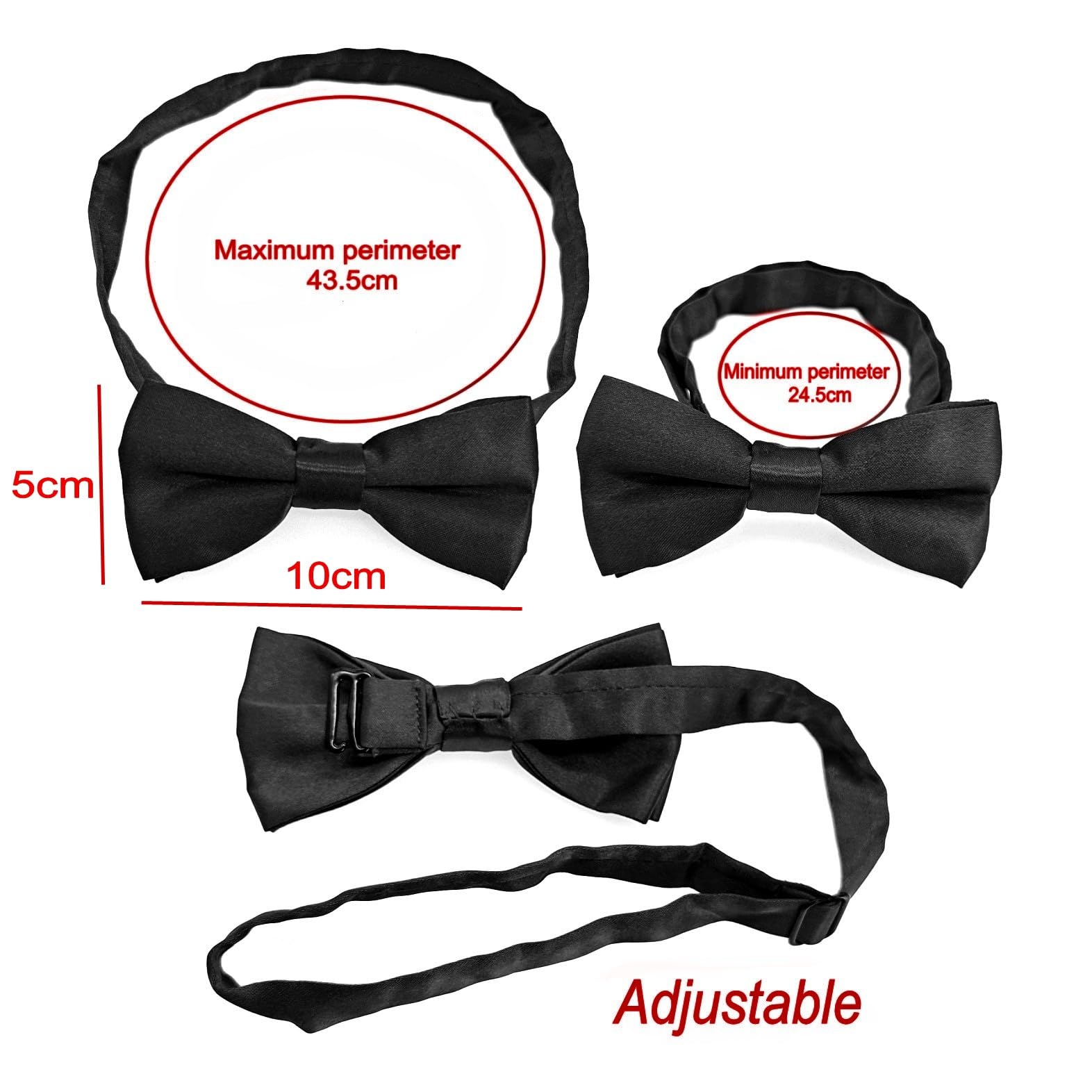 JZK Juego de pajarita y tirantes negros para niños 135 cm ajustables en forma de Y