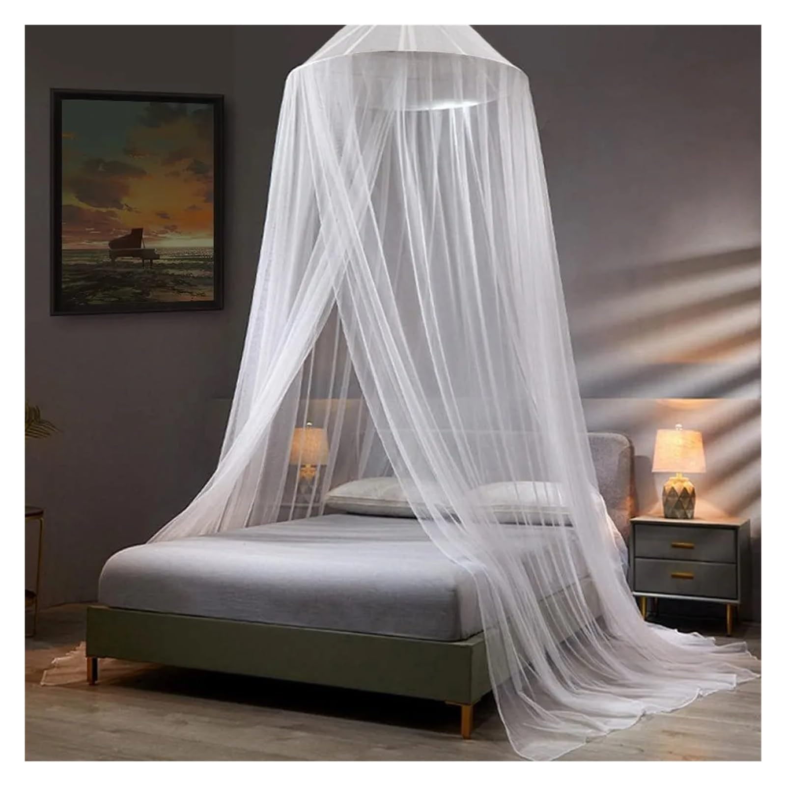 Baldacchino e Zanzariera da Letto 1/4 pezzi grande zanzariera a cupola traspirante a rete da appendere al letto tenda di protezione(3Pcs)