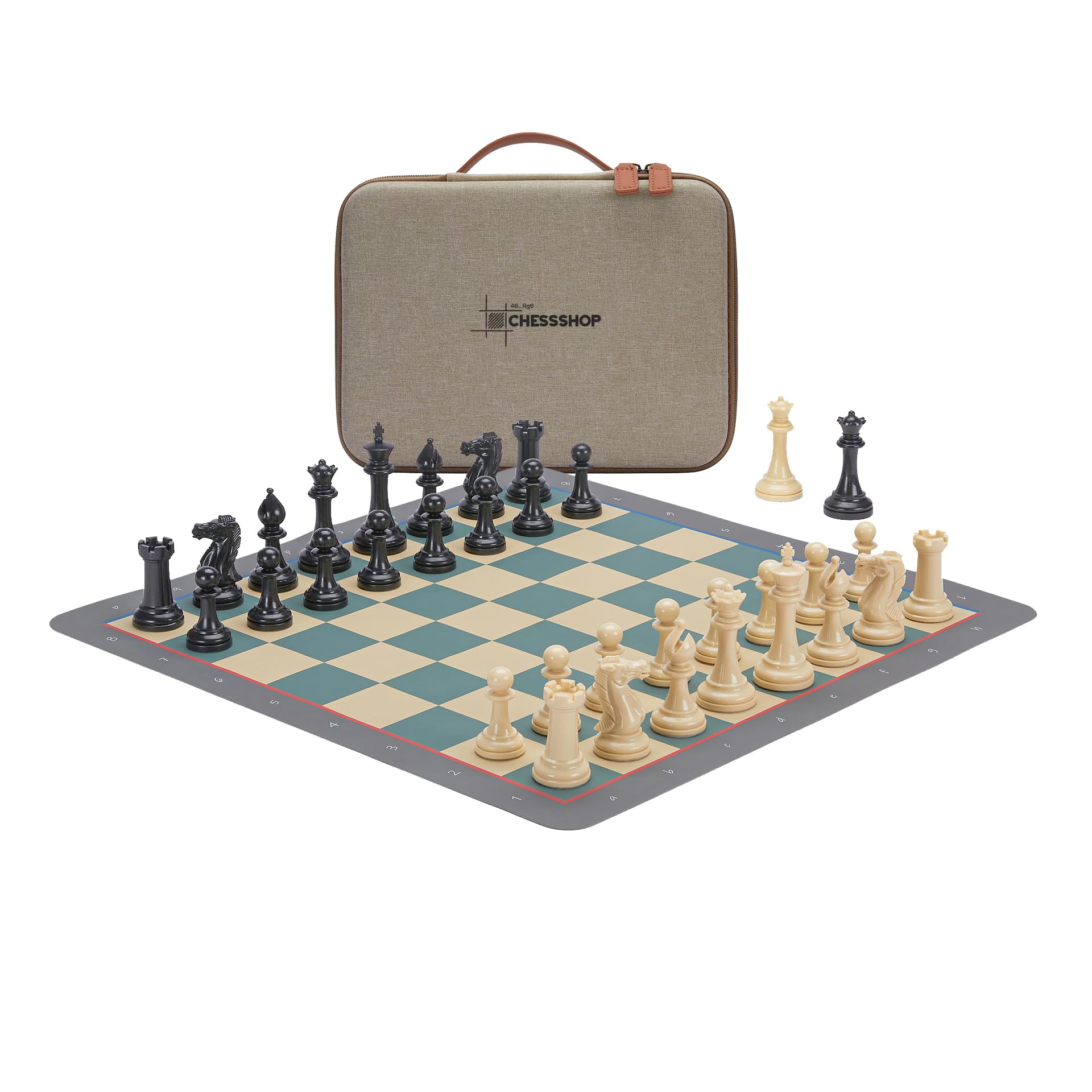 House Of Staunton Silicone Tournament Chess Board - 2.25 Inch Squares, Blue & Natural