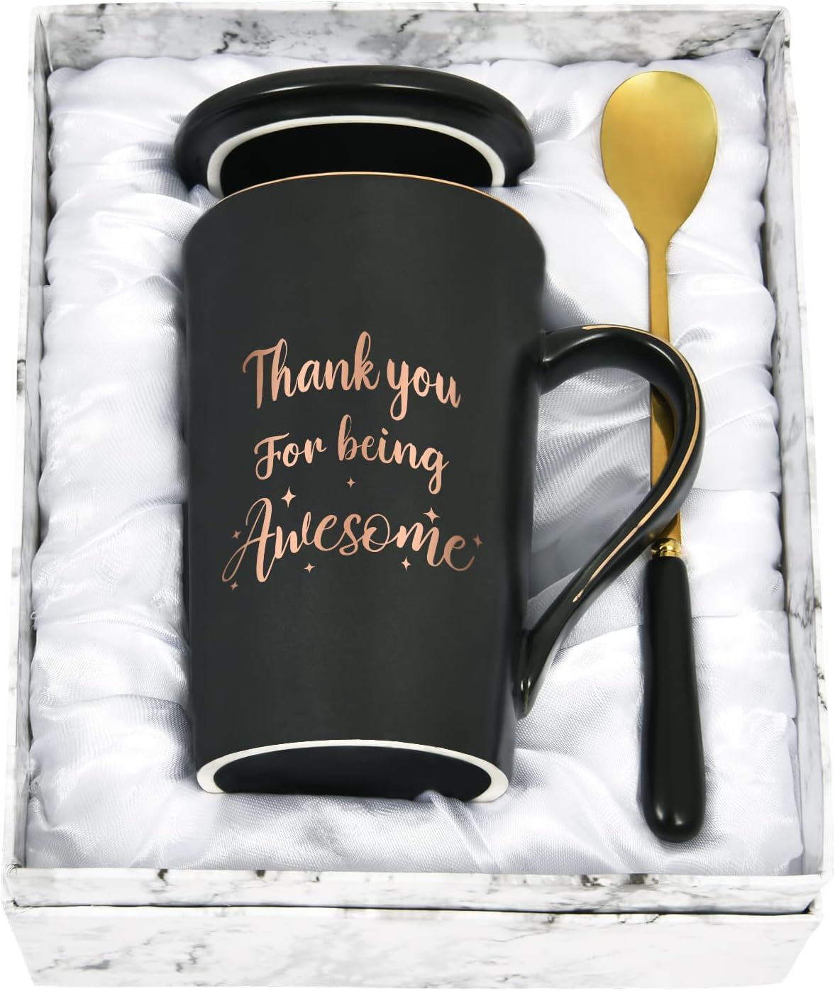 YHRJWN Thank You Gifts for Men Women, Thank You for Being Awesome Coffee Mug, Christmas Appreciation Gifts for Friends Coworkers Employees Teachers Nurse, 14 Oz Black