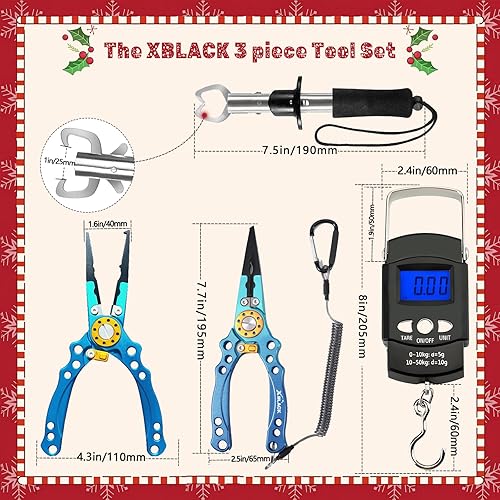 Miniatura 5 de XBLACK Kit de herramientas de pesca, alicates de pesca, pinza de pescado, báscula de pesca, herramientas de agarre de pescado, equipo de pesca