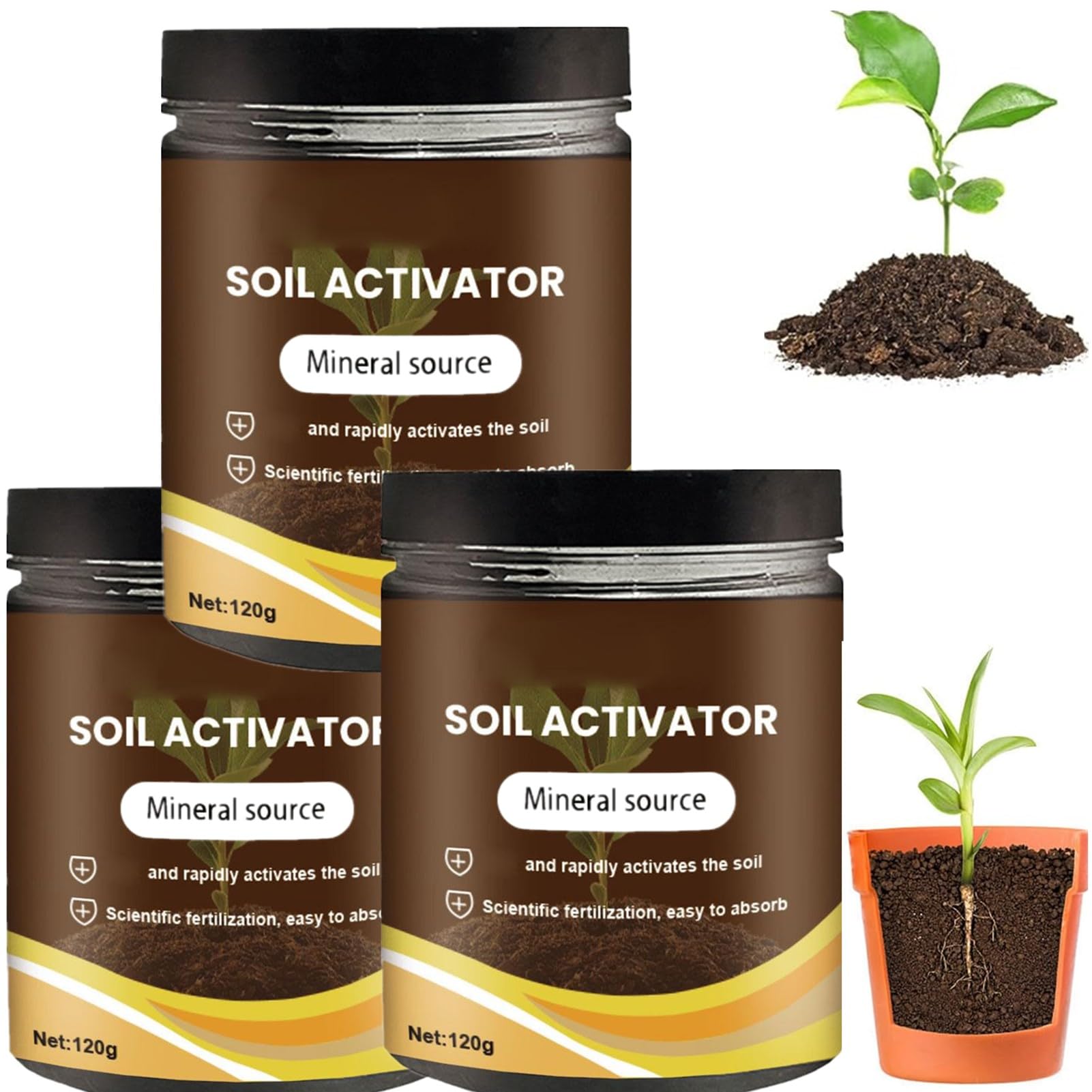Organic Soil Activator and Plant Fertilizer for Garden Beds Lawns and Houseplants Soil Activated Treasure for Root Growth and Compaction Prevention Potting Mix Revitalizer 120g
