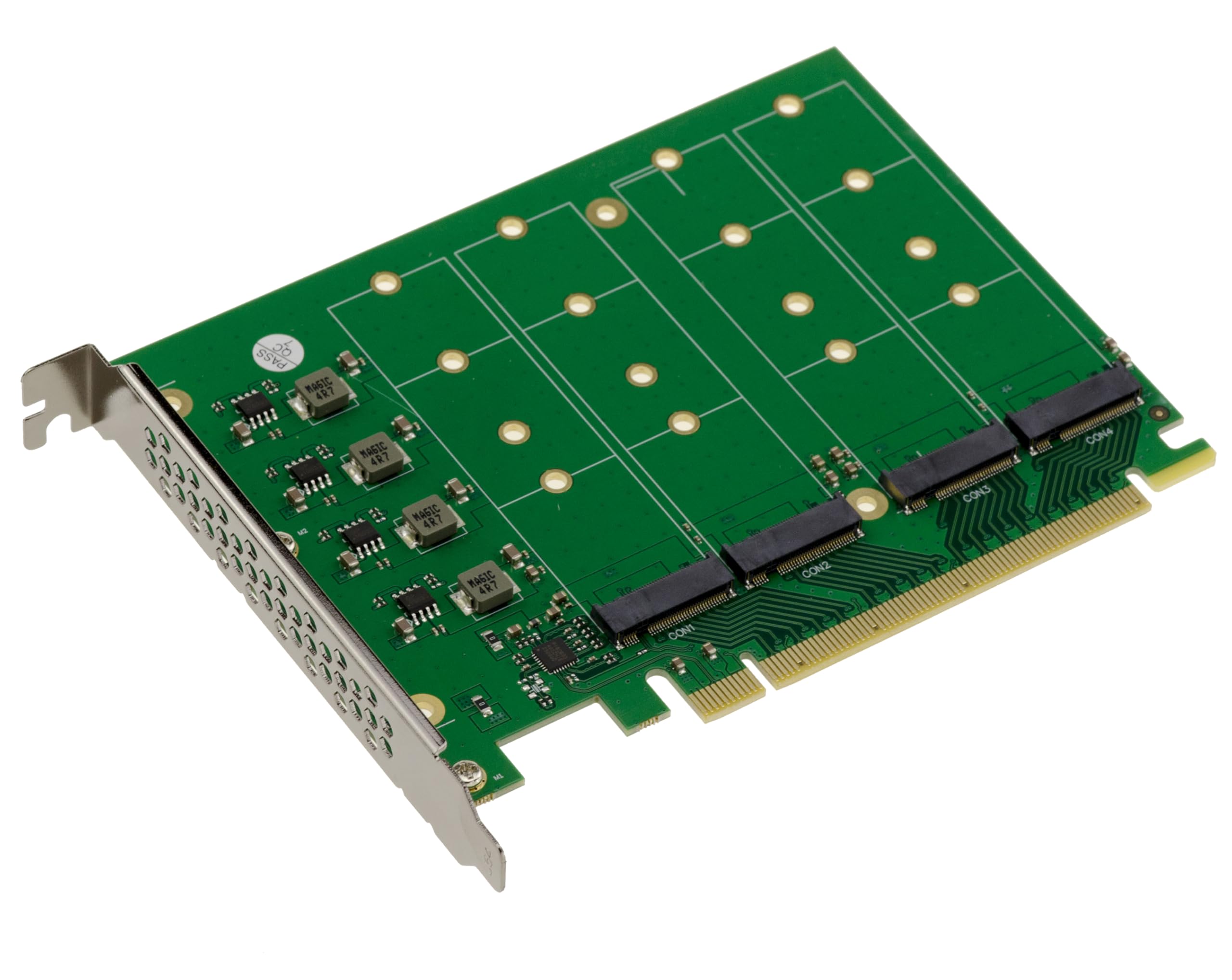 KALEA-INFORMATIQUE Karta kontrolera PCIe Gen 5.0 x16 dla 4 dysków SSD M.2 NVMe M Key z chipsetem PI6CB33402 PCIe5 64 GB/s