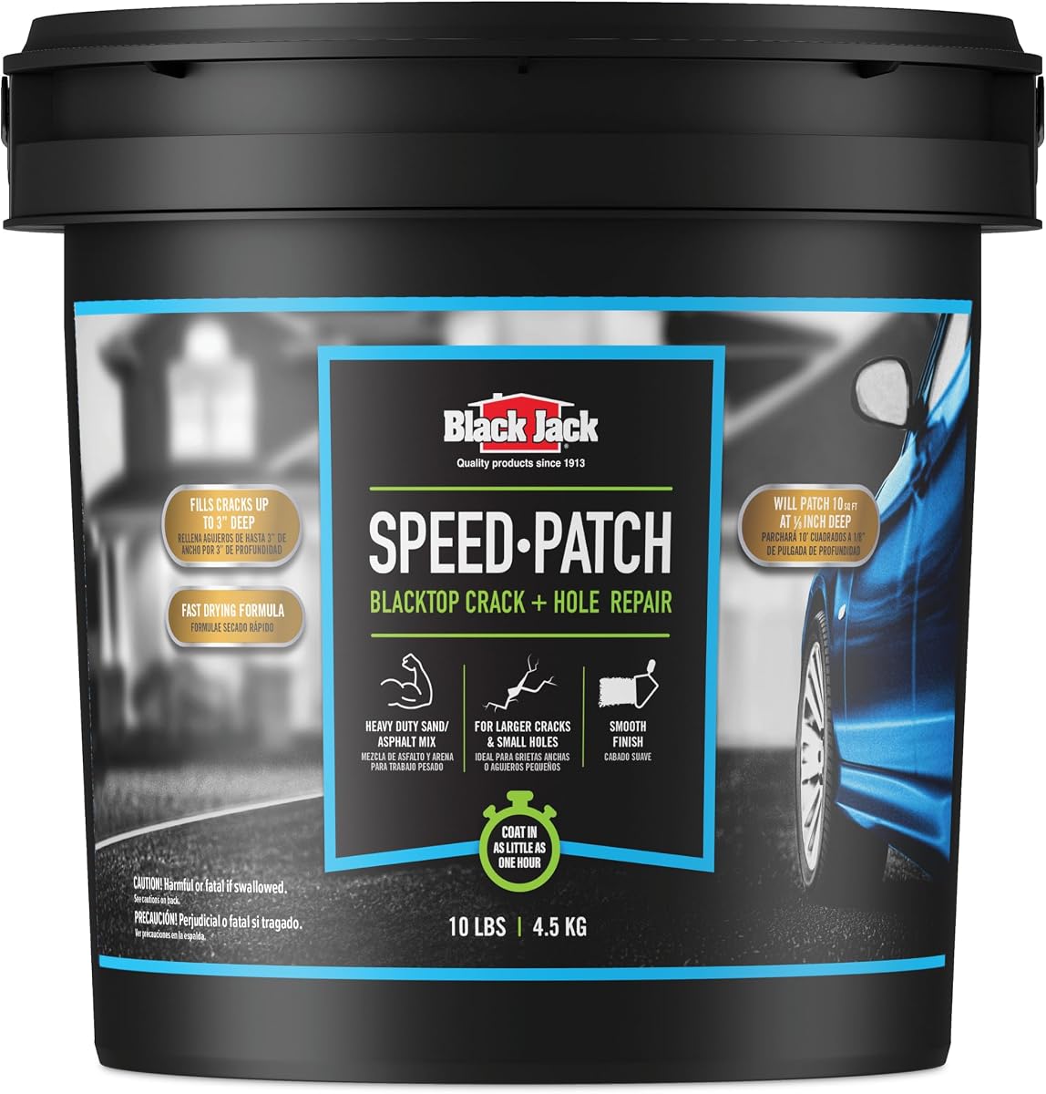 Black Jack Speed-Patch Blacktop Crack & Hole Repair - 10 lbs., Ready-to-Use Asphalt Patching Compound, Asphalt Crack Filler, Asphalt Patch