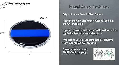 Miniatura 7 de Soporte de policía Blue Line Oval Chrome Auto Emblema