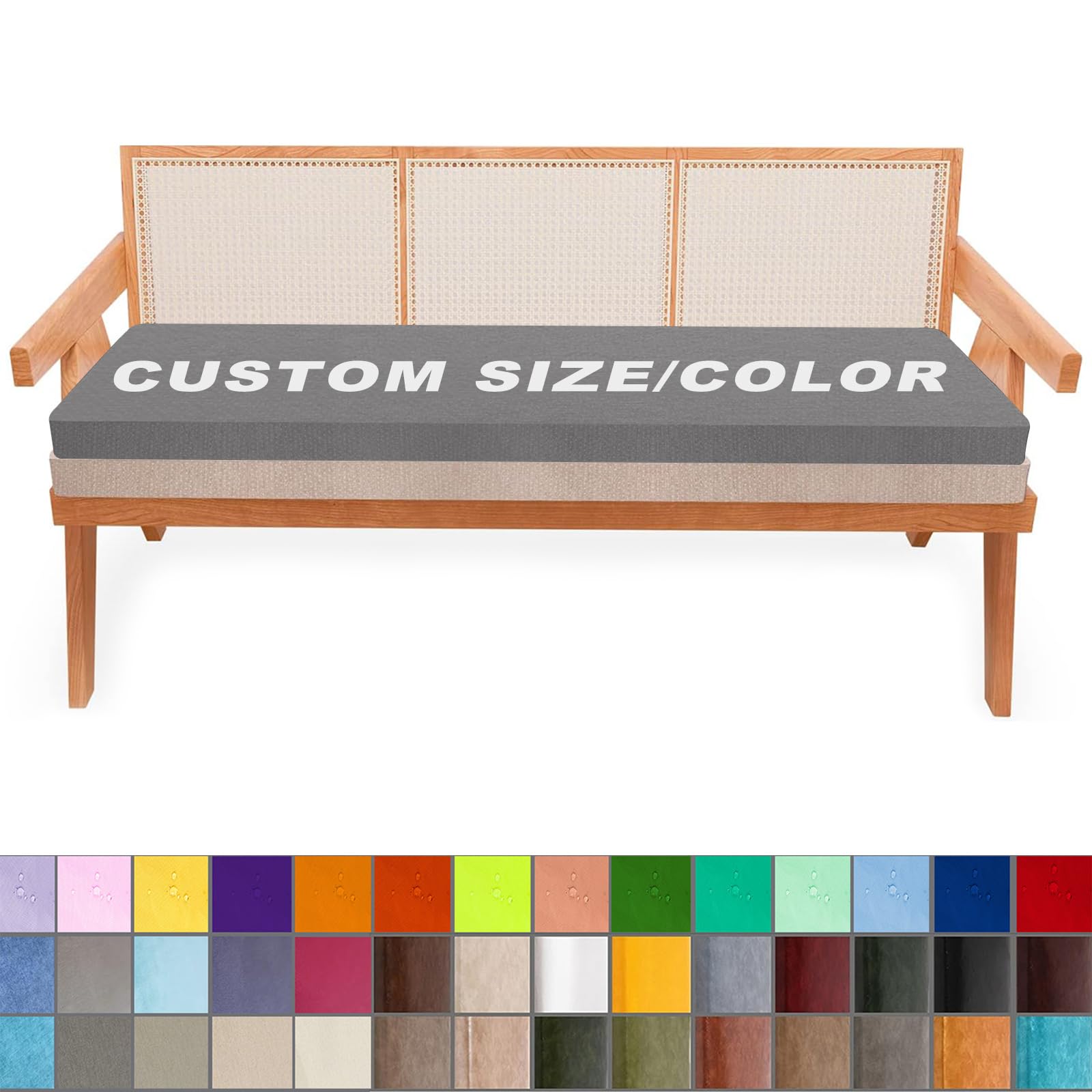 Cojines Banco Tamaño Personalizado, Cojín de Banco para Interiores y Exteriores, Adecuada para Bancos de jardín, Cojines de Banco para Cocina, Comedor, Columpios, terrazas