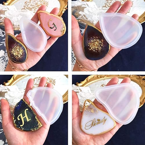 Miniatura 8 de FineInno Molde de resina irregular, molde de silicona con gota de agua, molde de fundición colgante para joyería epoxi, ágata de cristal, geoda,