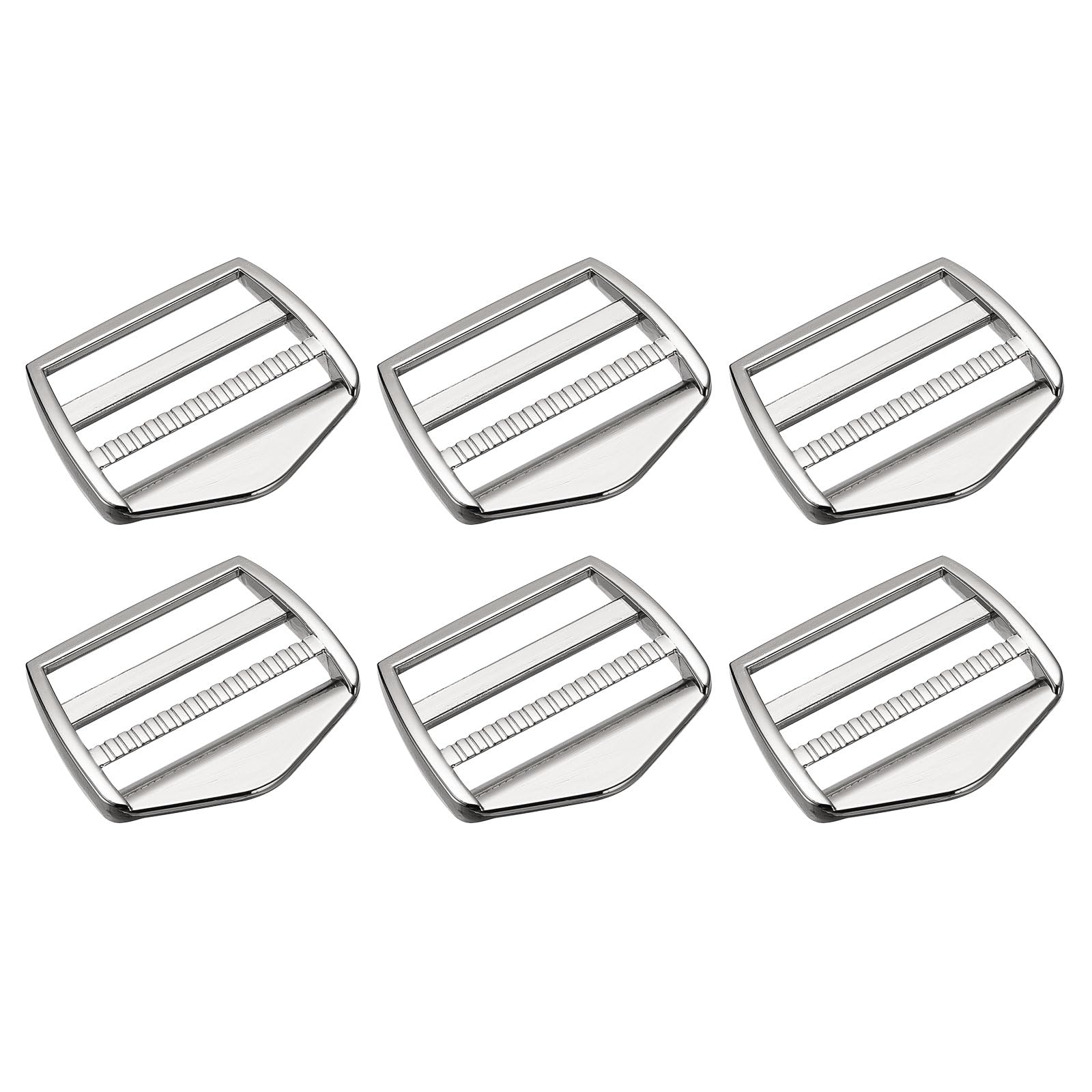 sourcing map Metal Ladder Buckle Slider Tri-Glider Metal Adjustable Buckles, 6pcs 38mm(1-1/2") Inner Size for Webbing Backpack Strap, Silver Tone