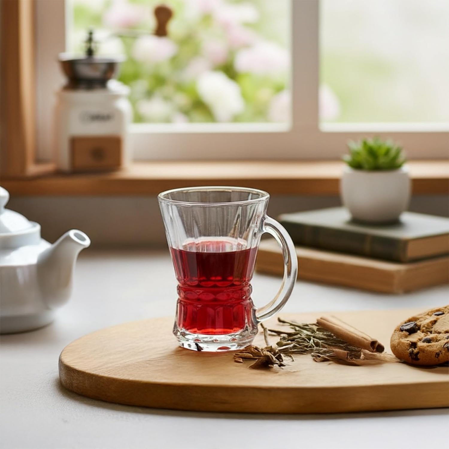 Clear Glass Coffee and Tea Cups with Handle, Set of 6, 5 oz (150 ml) Glass Mugs for Espresso, Cappuccino, Latte, Mocha, Macchiato, Hot and Cold Beverages, Turkish Tea Glasses, Dishwasher Safe - Image 5