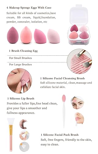 Miniatura 19 de Juego de brochas de maquillaje de 22 piezas, brocha para base de maquillaje para sombra de ojos (verde, juego de 22 piezas, grande)