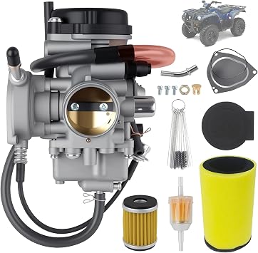 YFM400 Carburetor Carb Kit Compatible with 2000-2014 Yamaha Big Bear & Kodiak 400, Wolverine 450, Grizzly 350/450 ATVs w/Includes Air Filter, Fuel Filter & Cleaning Brush