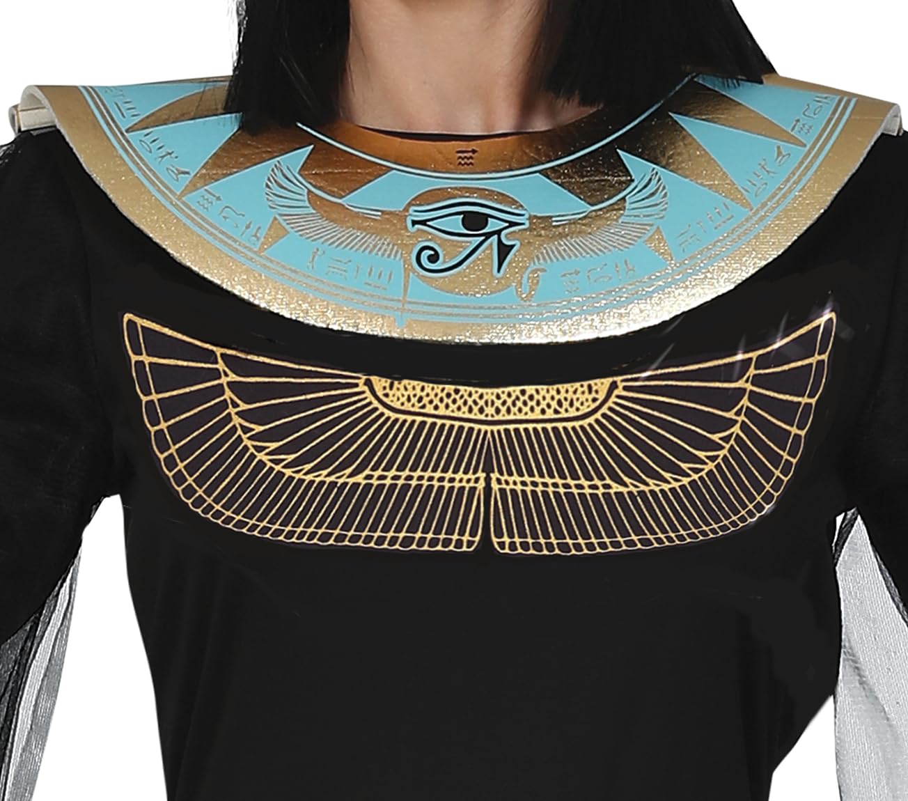 FIESTAS GUIRCA | Cleopatra & Pharaonin Damen Kostüm - Kleid, Kopfschmuck, Gürtel & Kragen - Ägyptische Kostüme für Halloween, Karneval & Kostümpartys - Schwarz & Gold