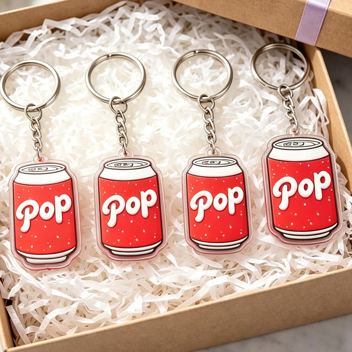 12 Pack Soda Can Acrylic Keychains - Retro Pop Art Drink Can Key Rings for Backpacks, Bags, Lanyards - Cute Novelty Party Favors, Soda Lovers Gift Set, Pop Bar Decorations Supplies