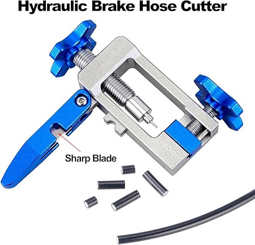 Miniatura 2 de RQG Kit de herramientas de freno hidráulico para bicicleta, cortador de manguera de freno hidráulico de bicicleta 2 en 1, herramienta de inserción