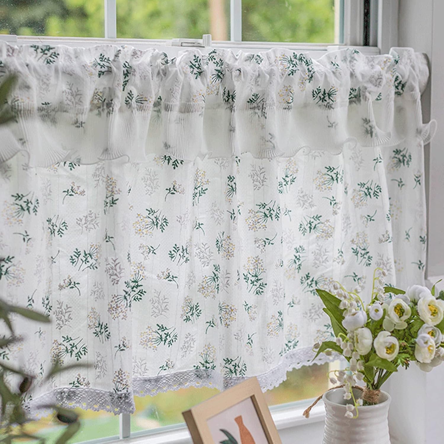 Tier Curtain Short Kitchen Curtains for Small Windows,Café Curtains Country Style,Bistro Curtain with Rod Pockets,Short Curtain Valance,Half Curtain for Bathrooms Living Rooms Kitchens