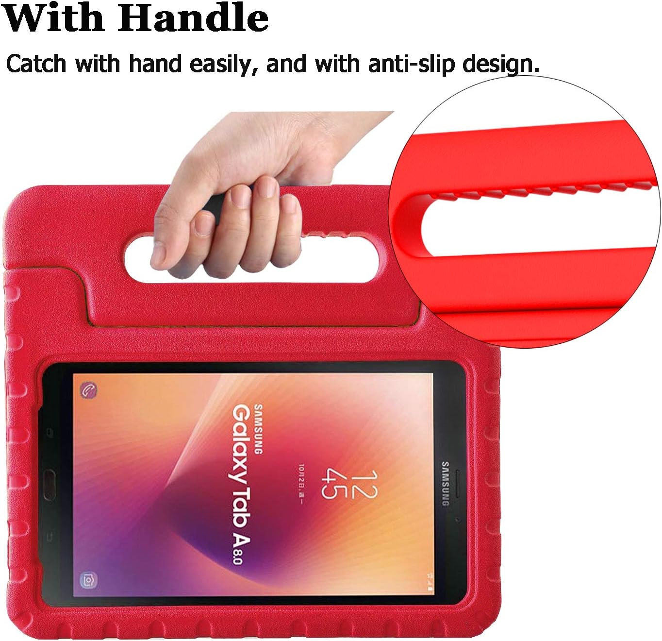 BMOUO Kids Case for Samsung Galaxy Tab A 8.0 2017 (SM-T385 / T380) - Light Weight Shockproof Protective Handle Stand Kids Case Cover for Samsung Galaxy Tab A 8.0 inch 2017 T380 T385 Tablet - Red
