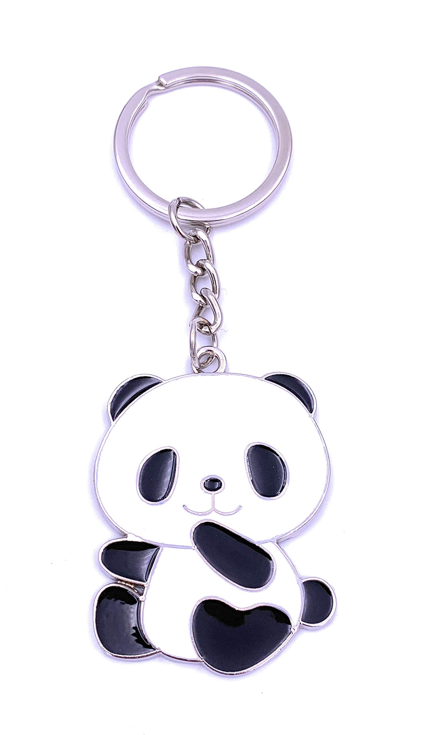 Onwomania Silver Panda Bear Panda Bear Keychain Metal Keychain