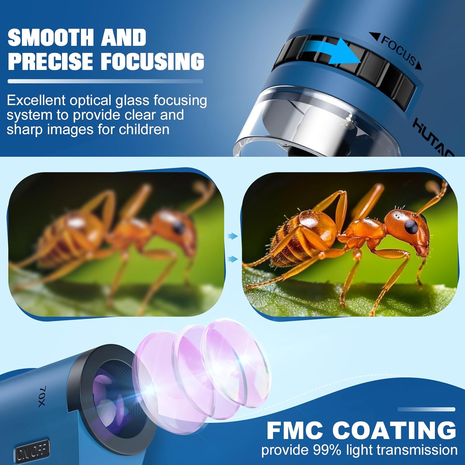 Science Mini Microscope Pocket for Kids: 70x Portable Handheld Miniscope with 5Pcs Slides - Birthday Gift for Nature Learning Outdoor Exploration Minilabster Children Boys Girls 4 5 6 7 8 9 10