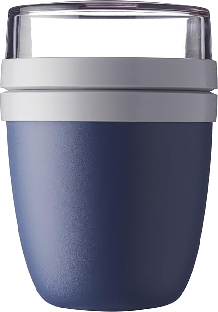 Mepal  Lunchpot Ellipse  Practical Yoghurt Cup & Muesli Cup  Separate Compartments for Yoghurt & Muesli - Suitable for Freezer, Microwave & Dishwasher  500 ml + 200 ml  Nordic Denim.
