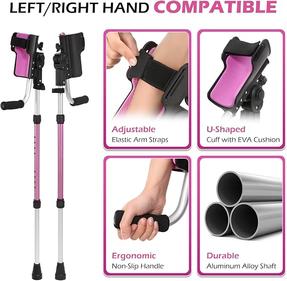 Dyna-Living Ergonomic Forearm Crutches for Adults, 3 Adjustable Angles