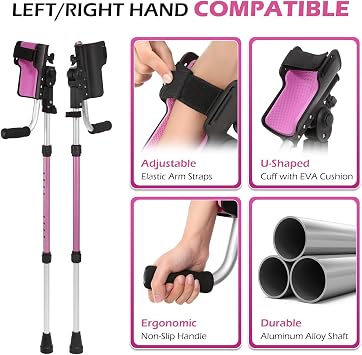 Dyna-Living Ergonomic Forearm Crutches for Adults, 3 Adjustable Angles