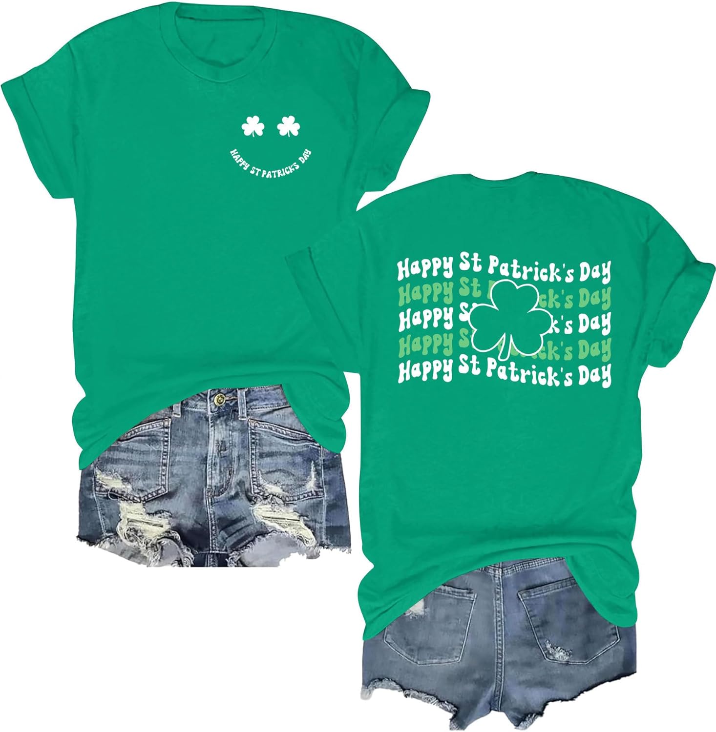 St Patricks Day Shirt Women Cute Short Sleeve Irish Shamrock Graphic Tee Tops