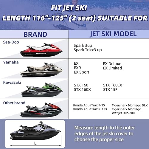 Vista 21 de Funda para moto acuática 600D – Funda para Seadoo remolque, cubierta impermeable para motos acuáticas, cubierta PWC para Seadoo, Yamaha, Kawasaki