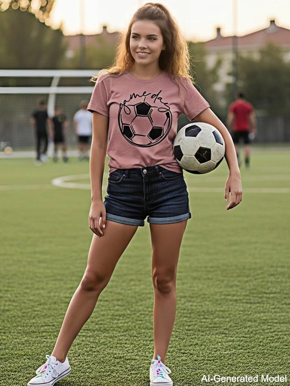SHUNDA Game Day Women's 2026 Soccer Cup T-Shirt Retro USA Soccer Mom Graphic Football Fan Short Sleeve Crewneck Pullover Top image 4