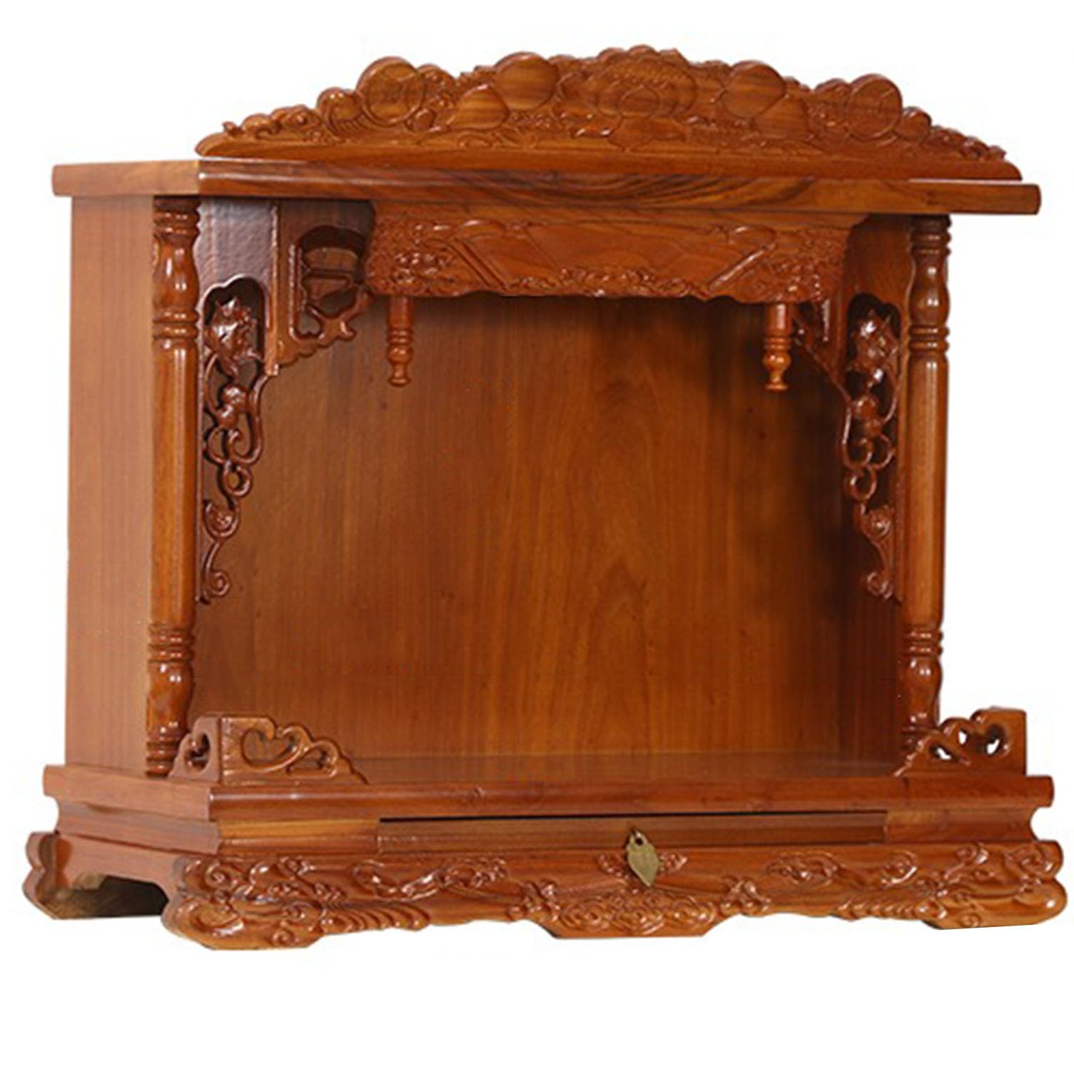 Fadiadem Brown Wall Hanging Temple Buddhist Altar, Wooden Pooja Mandir God Stand Shelf, Home Temple Shinto Buddhist Altar Ancestral Altar, Prayer Meditation Table Buddha Statue Stand