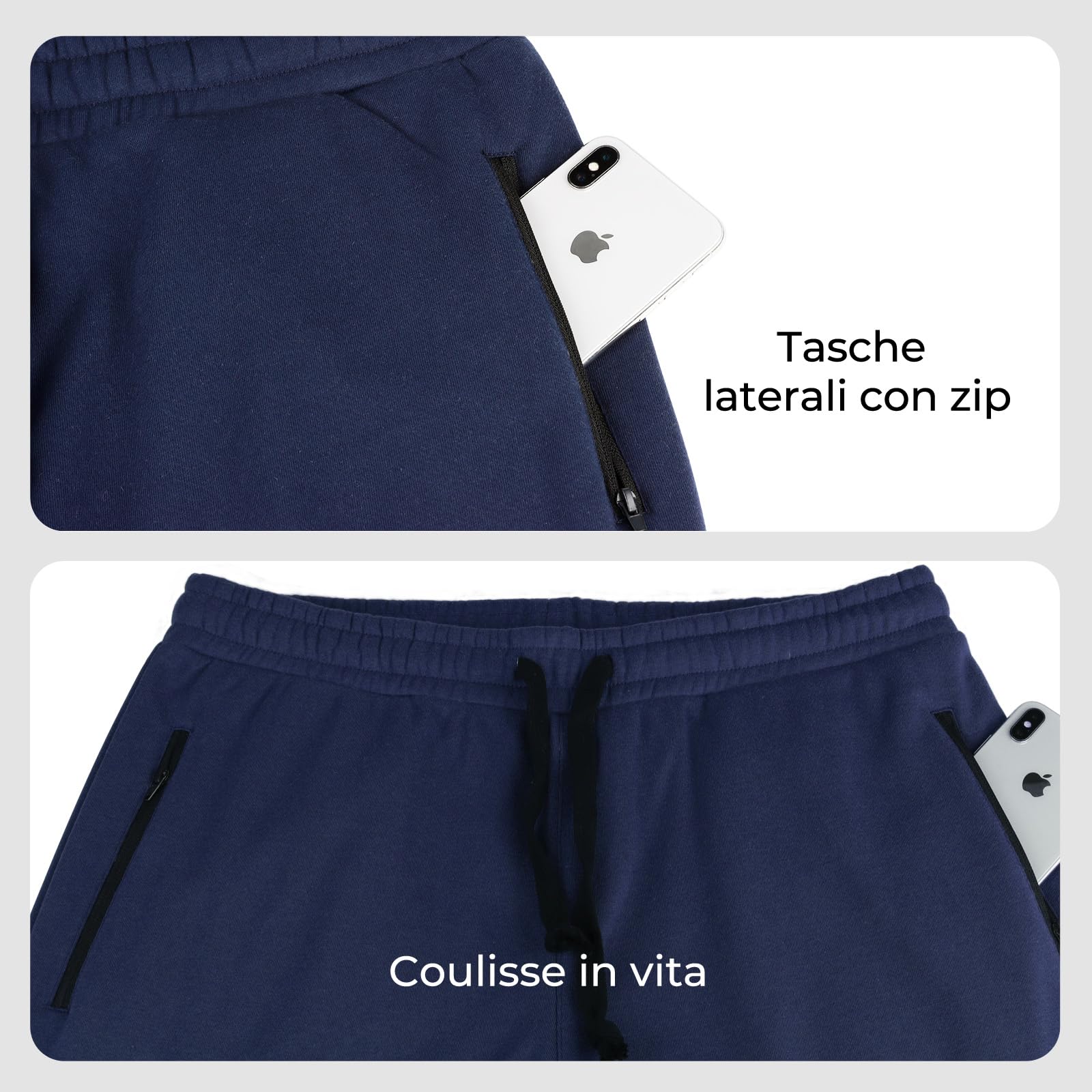 ineepor Pantaloni Tuta Uomo Invernali Pantaloni Termici Sportivi Uomo Felpata Pile Foderato Sherpa Joggers Pantaloni Larghi Baggy Cerniera Tasche Laterali