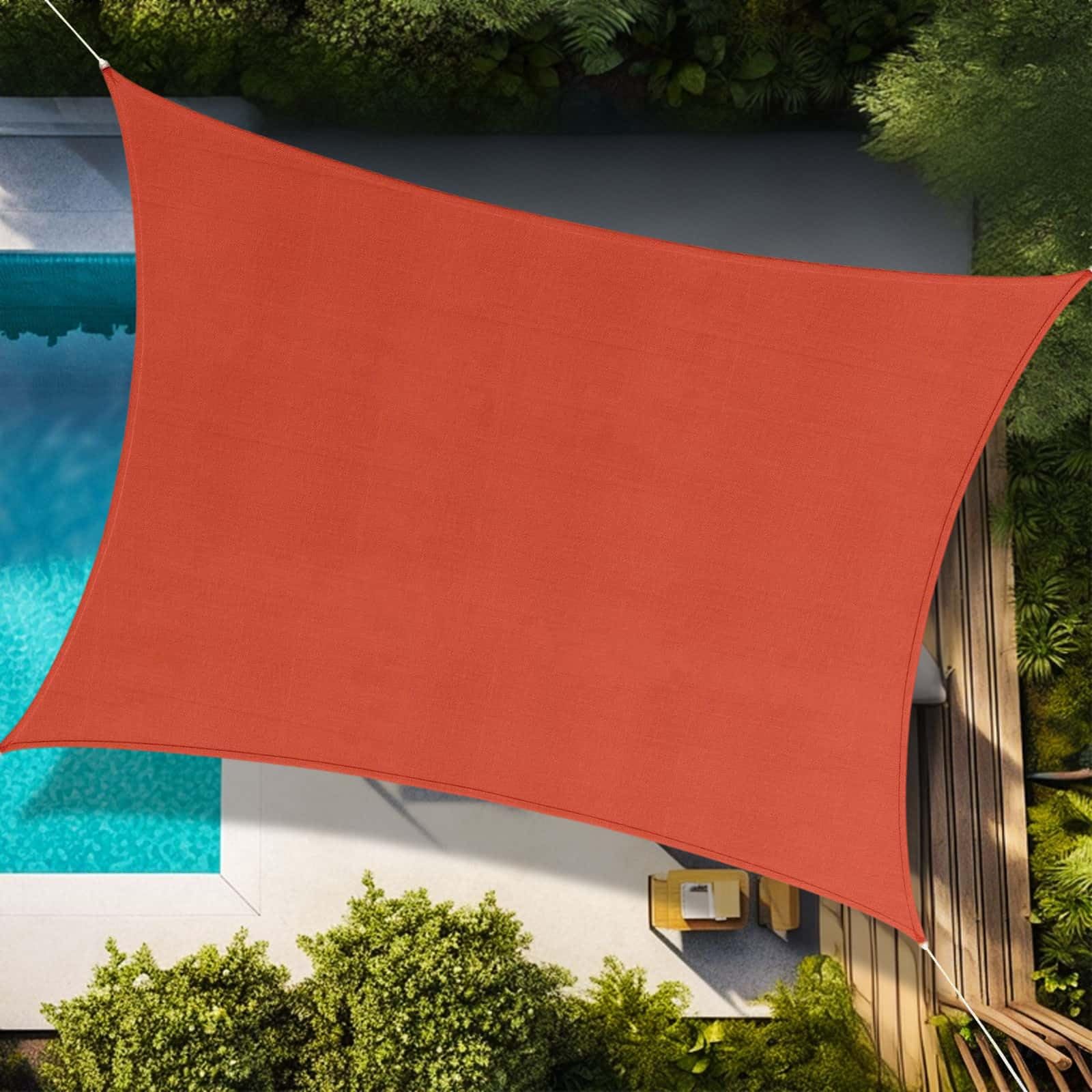 Voile d'ombrage rectangulaire 4x4.5m rouge pour éliminer la chaleur sur la terrasse