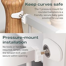 Cumbor 29.7-46 Baby Gate for Stairs, Gifts for Mom-Auto Close Dog Gate for The House, Easy Install Pressure Mounted Pet Gates for Doorways, Easy Walk Thru Wide Safety Gate for Dog, Gray