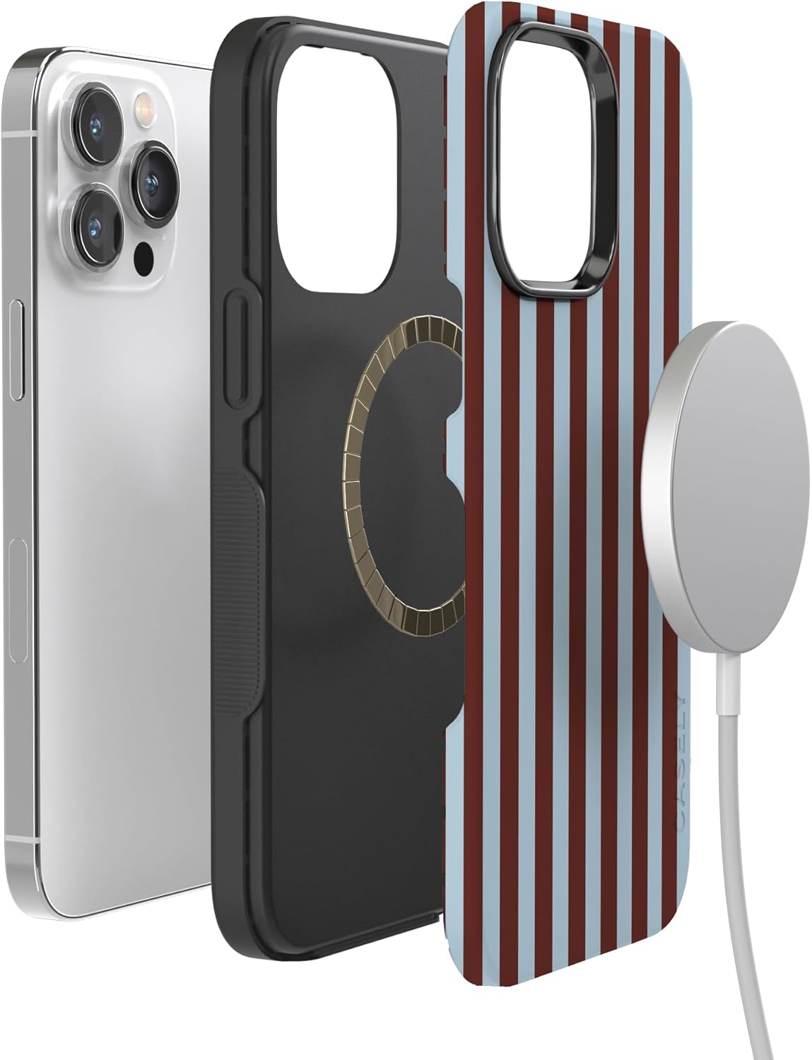 Casely iPhone 14 Pro Max Case | Sunday in Brooklyn | Blue Stripes | Bold Protective Design | Compatible with MagSafe