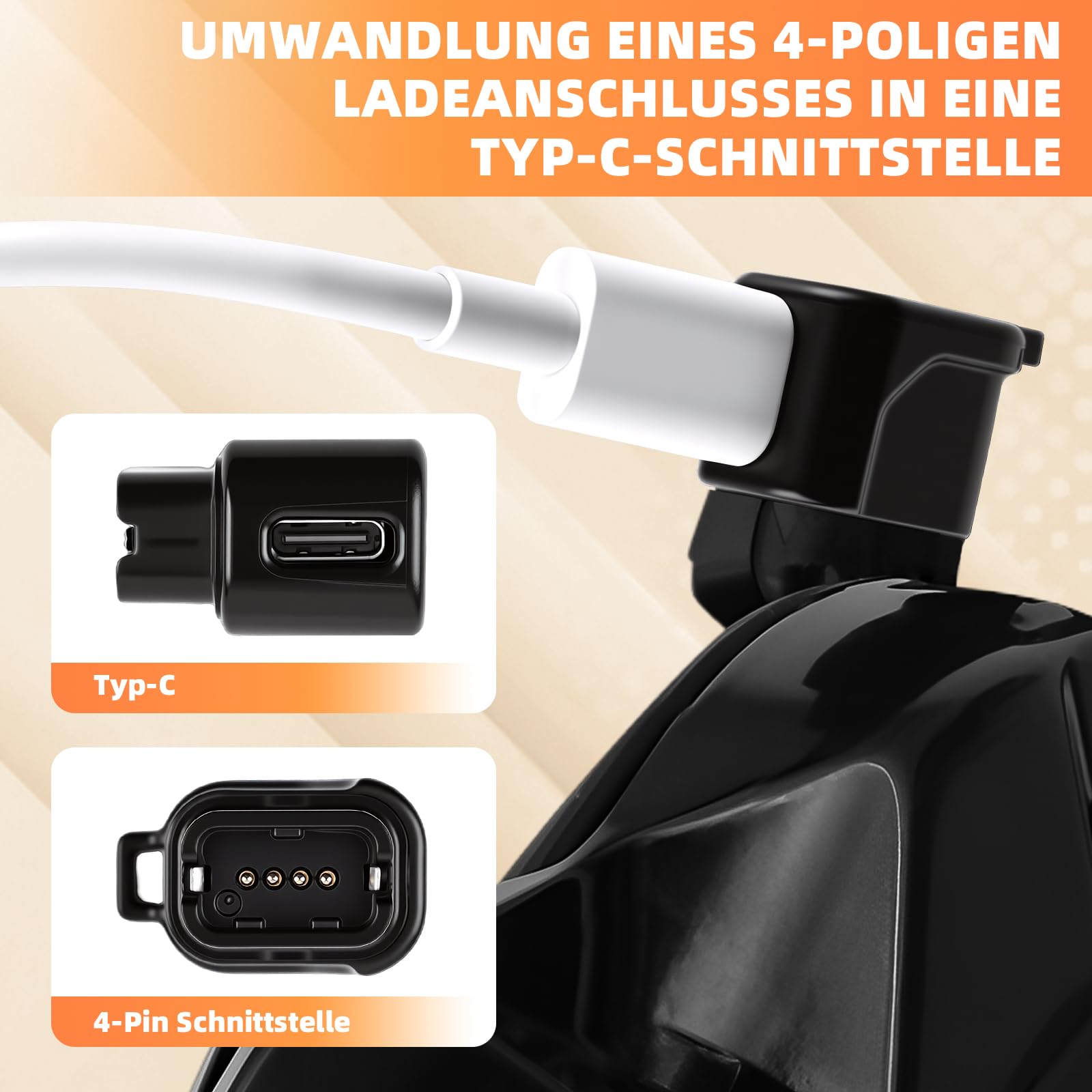Valchoose USB-C Ladeadapter für Shimano DI2 EC300, Universeller 4-Pin
